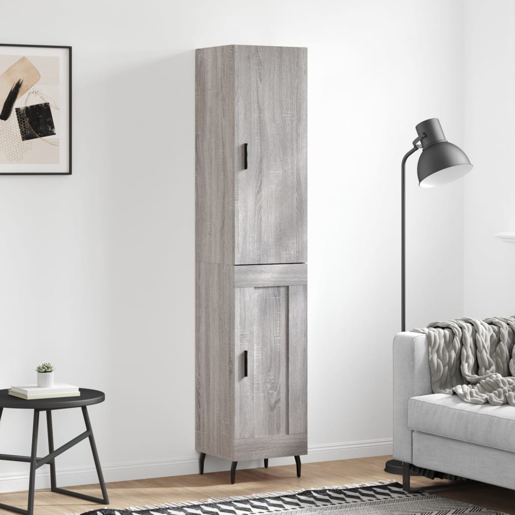 Hoge Kast 34,5X34X180 Cm Bewerkt Hout Grijs Sonoma Eikenkleurig