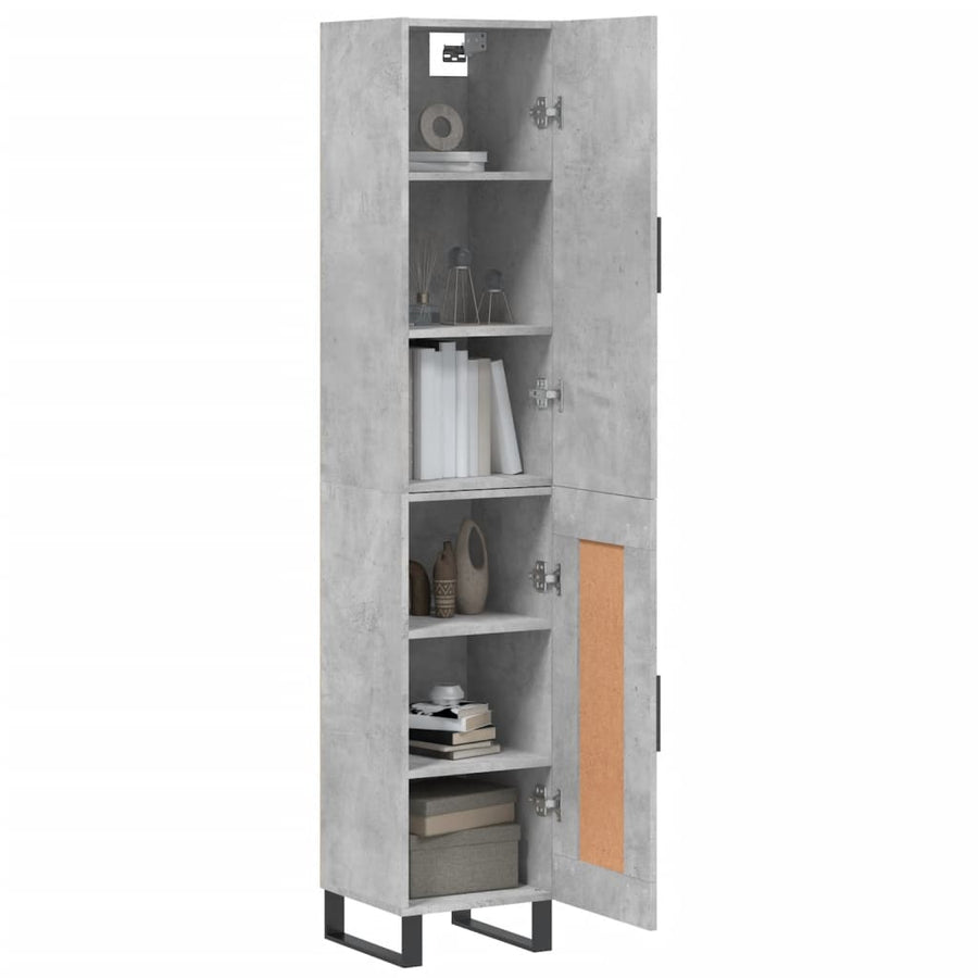 Hoge Kast 34,5X34X180 Cm Bewerkt Hout Betongrijs