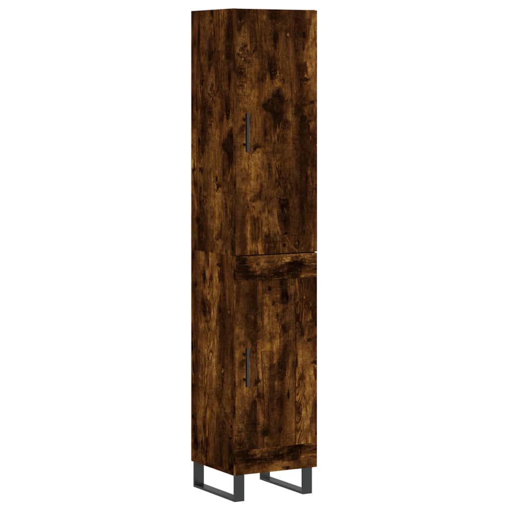 Hoge Kast 34,5X34X180 Cm Bewerkt Hout Kleurig Gerookt eiken