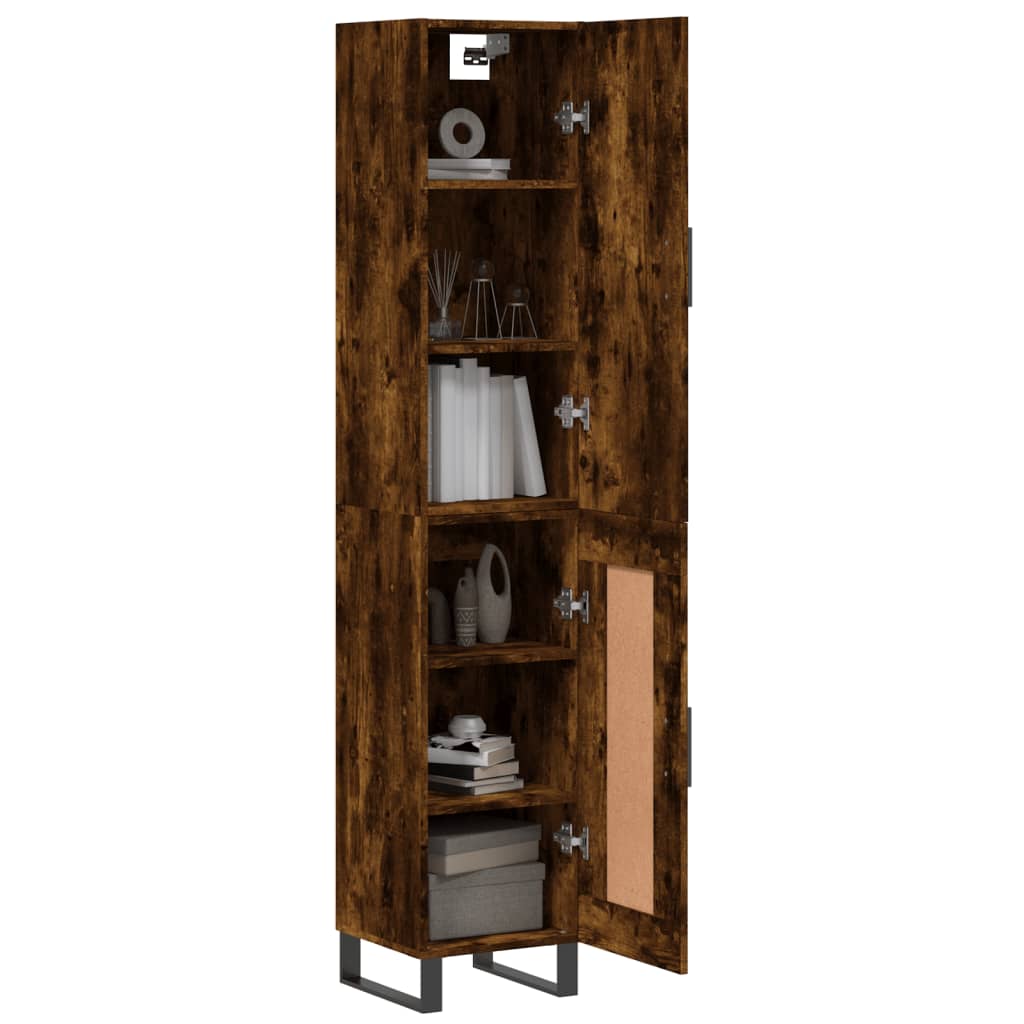 Hoge Kast 34,5X34X180 Cm Bewerkt Hout Kleurig Gerookt eiken