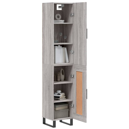 Hoge kast 34,5x34x180 cm bewerkt hout grijs sonoma eikenkleurig