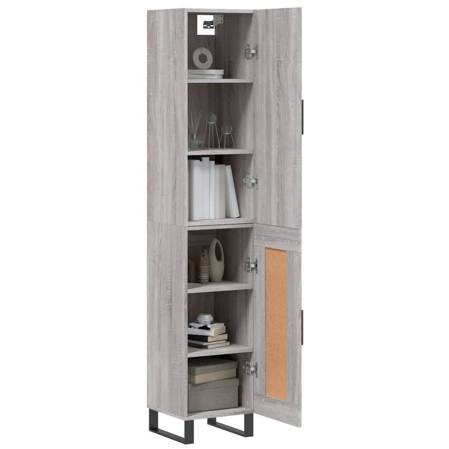 Hoge kast 34,5x34x180 cm bewerkt hout grijs sonoma eikenkleurig