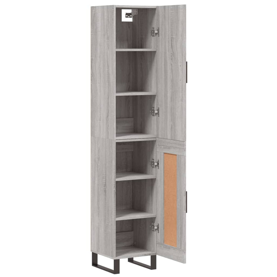 Hoge kast 34,5x34x180 cm bewerkt hout grijs sonoma eikenkleurig