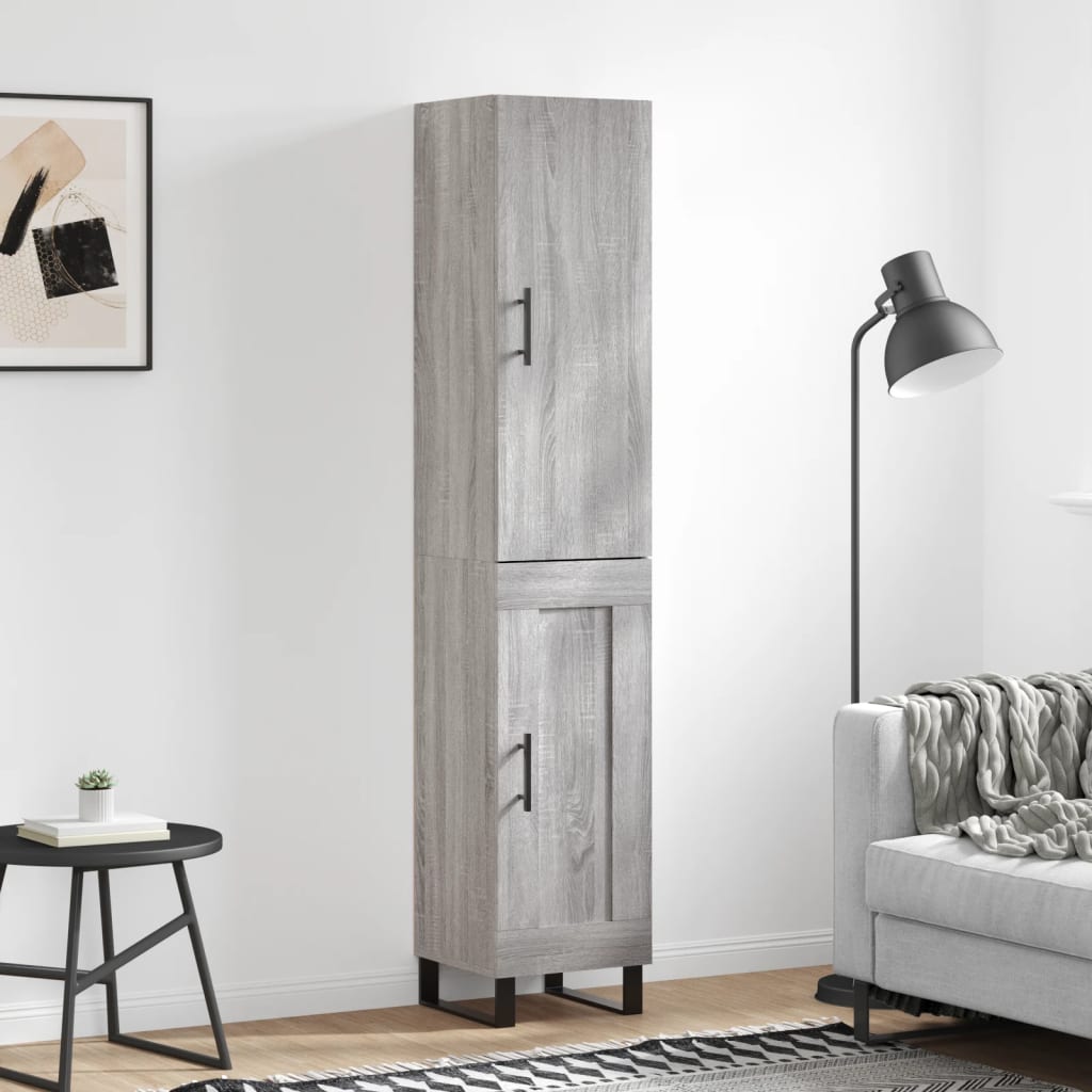 Hoge kast 34,5x34x180 cm bewerkt hout grijs sonoma eikenkleurig