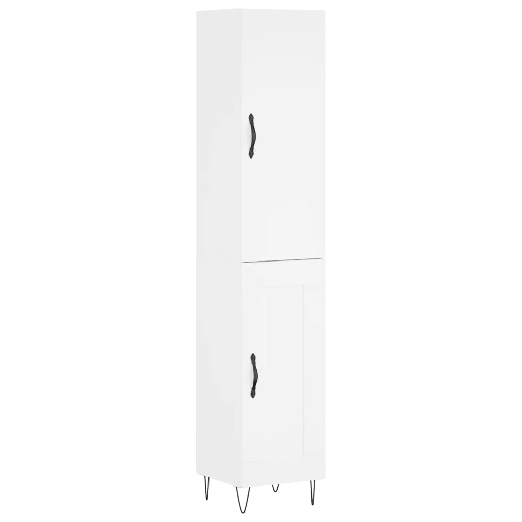 Hoge kast 34,5x34x180 cm bewerkt hout wit