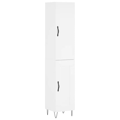 Hoge kast 34,5x34x180 cm bewerkt hout wit