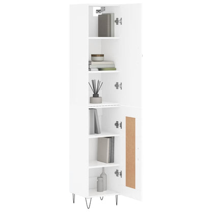 Hoge kast 34,5x34x180 cm bewerkt hout wit