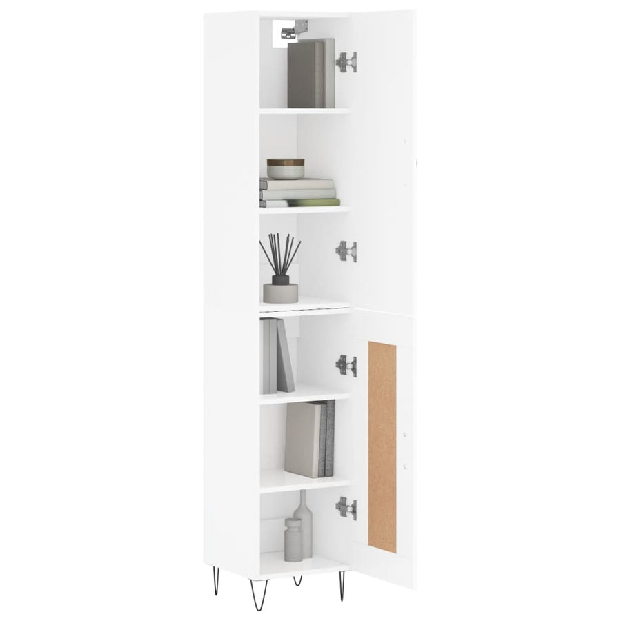 Hoge kast 34,5x34x180 cm bewerkt hout wit