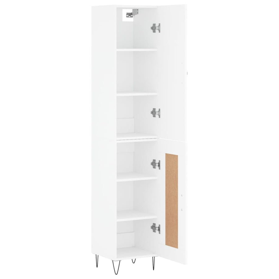 Hoge kast 34,5x34x180 cm bewerkt hout wit