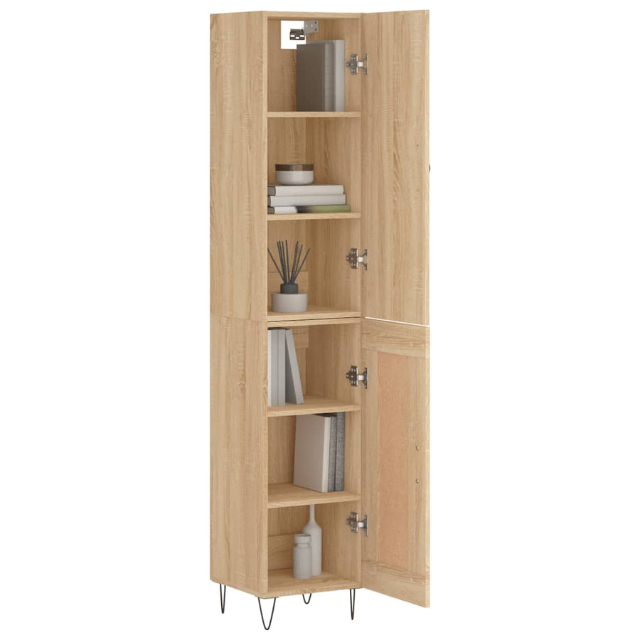 Hoge kast 34,5x34x180 cm bewerkt hout sonoma eikenkleurig