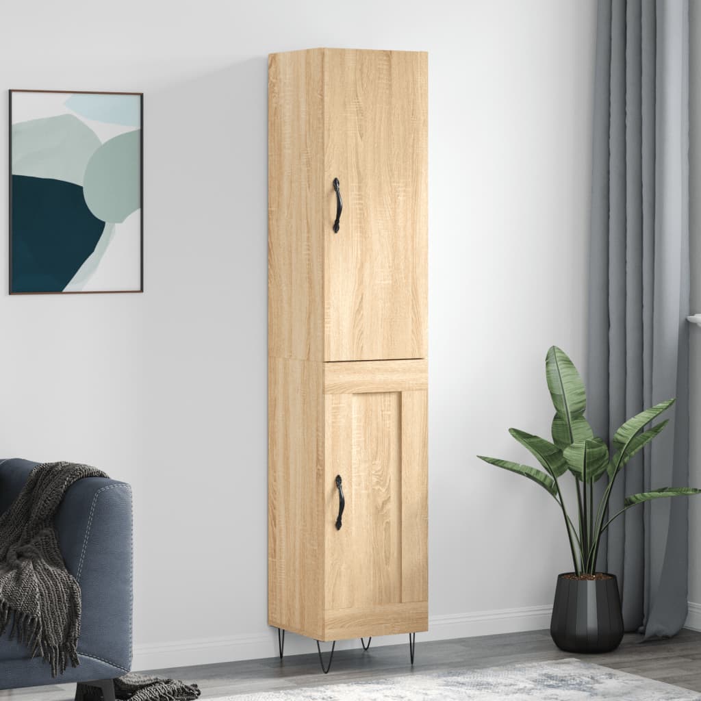 Hoge kast 34,5x34x180 cm bewerkt hout sonoma eikenkleurig
