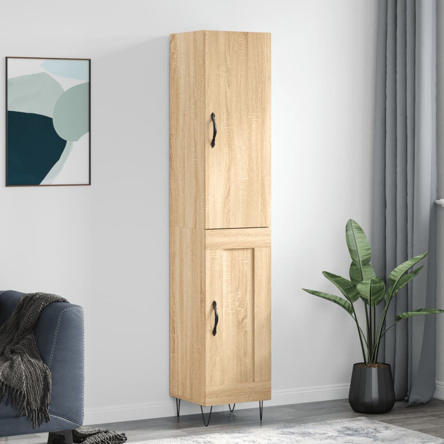 Hoge kast 34,5x34x180 cm bewerkt hout sonoma eikenkleurig