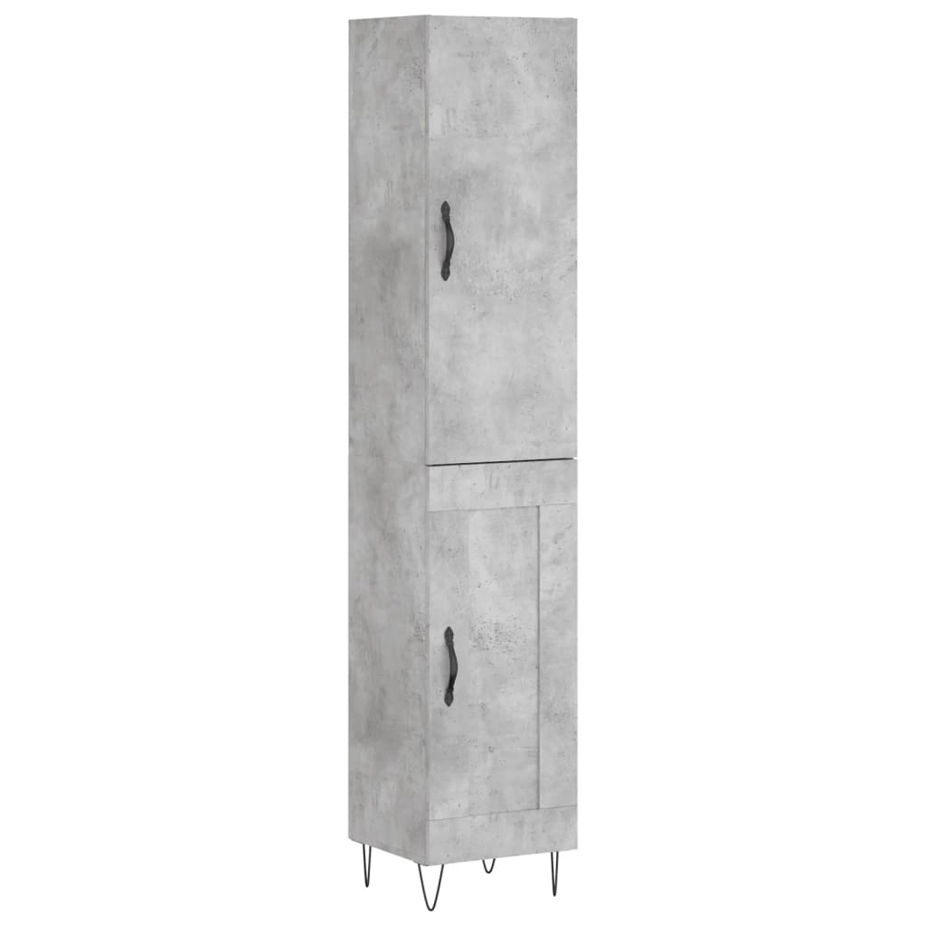 Hoge Kast 34,5X34X180 Cm Bewerkt Hout Betongrijs
