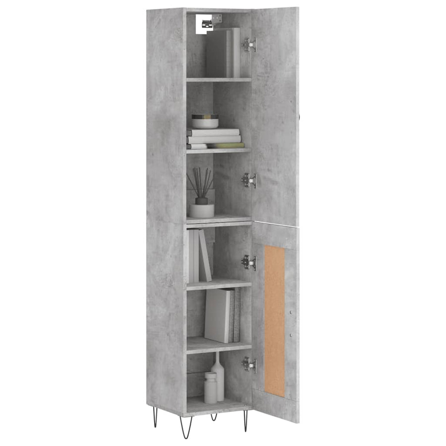 Hoge Kast 34,5X34X180 Cm Bewerkt Hout Betongrijs