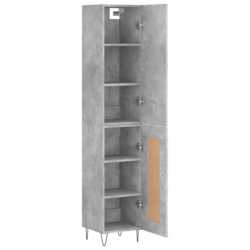 Hoge Kast 34,5X34X180 Cm Bewerkt Hout Betongrijs