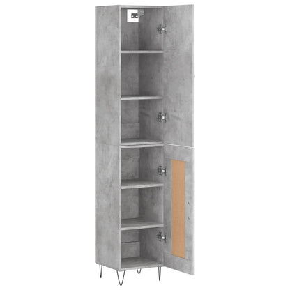 Hoge Kast 34,5X34X180 Cm Bewerkt Hout Betongrijs