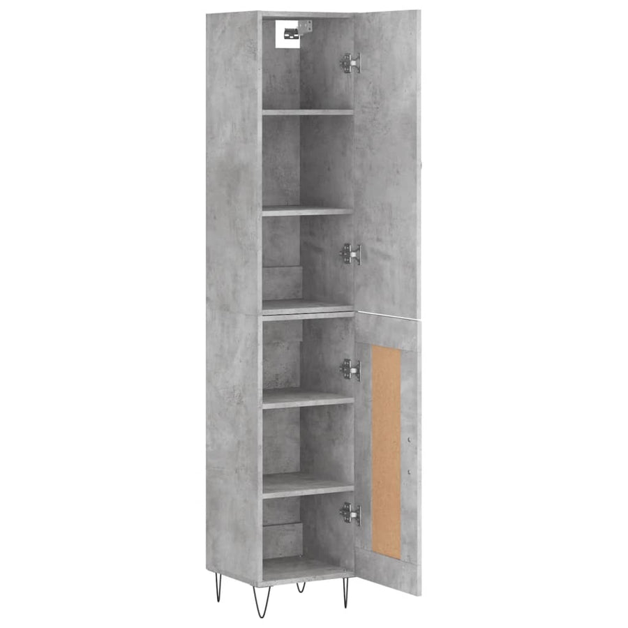 Hoge Kast 34,5X34X180 Cm Bewerkt Hout Betongrijs
