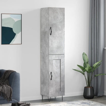 Hoge Kast 34,5X34X180 Cm Bewerkt Hout Betongrijs