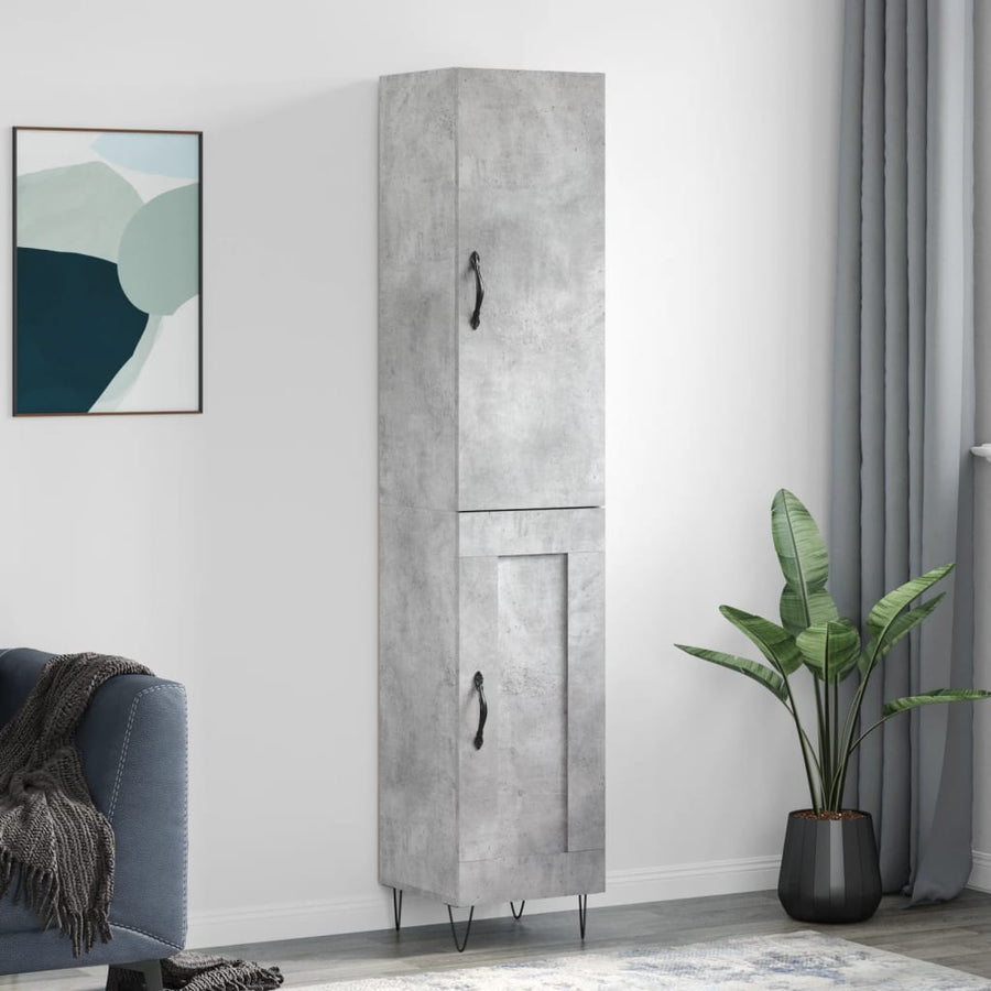 Hoge Kast 34,5X34X180 Cm Bewerkt Hout Betongrijs