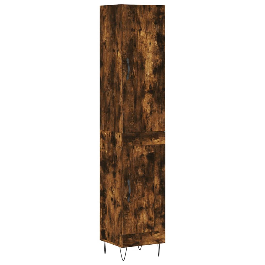 Hoge Kast 34,5X34X180 Cm Bewerkt Hout Gerookt Eikenkleurig