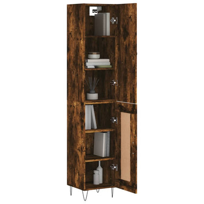 Hoge Kast 34,5X34X180 Cm Bewerkt Hout Gerookt Eikenkleurig