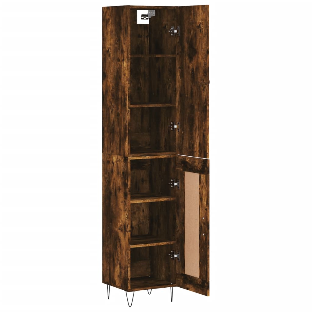 Hoge Kast 34,5X34X180 Cm Bewerkt Hout Gerookt Eikenkleurig