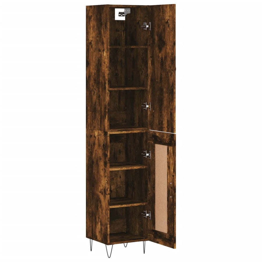 Hoge Kast 34,5X34X180 Cm Bewerkt Hout Gerookt Eikenkleurig
