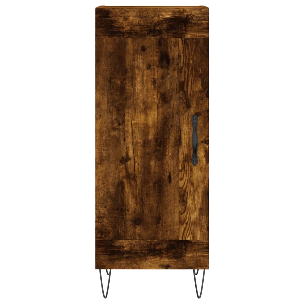 Hoge Kast 34,5X34X180 Cm Bewerkt Hout Gerookt Eikenkleurig