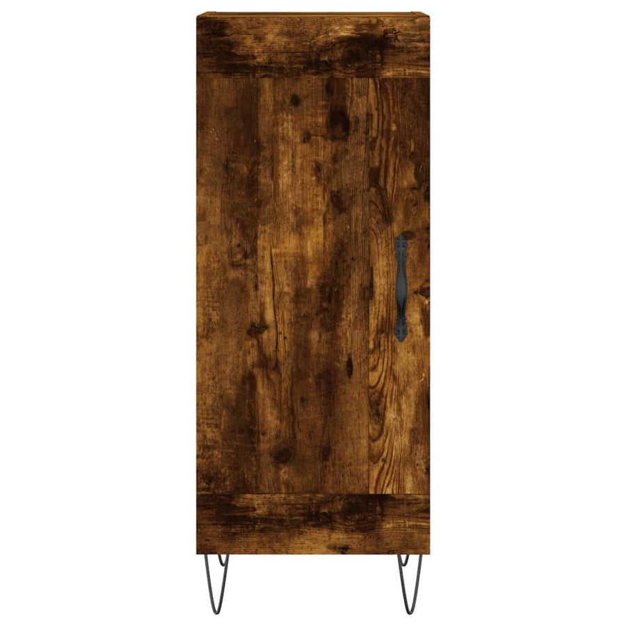 Hoge Kast 34,5X34X180 Cm Bewerkt Hout Gerookt Eikenkleurig