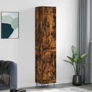 Hoge kast 34,5x34x180 cm bewerkt hout gerookt eiken