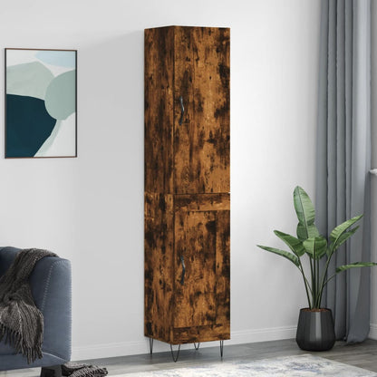 Hoge Kast 34,5X34X180 Cm Bewerkt Hout Gerookt Eikenkleurig