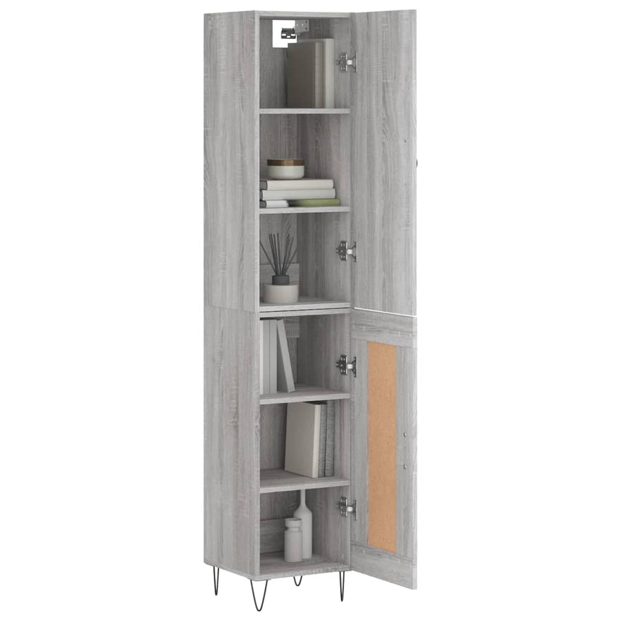 Hoge Kast 34,5X34X180 Cm Bewerkt Hout Grijs Sonoma Eikenkleurig
