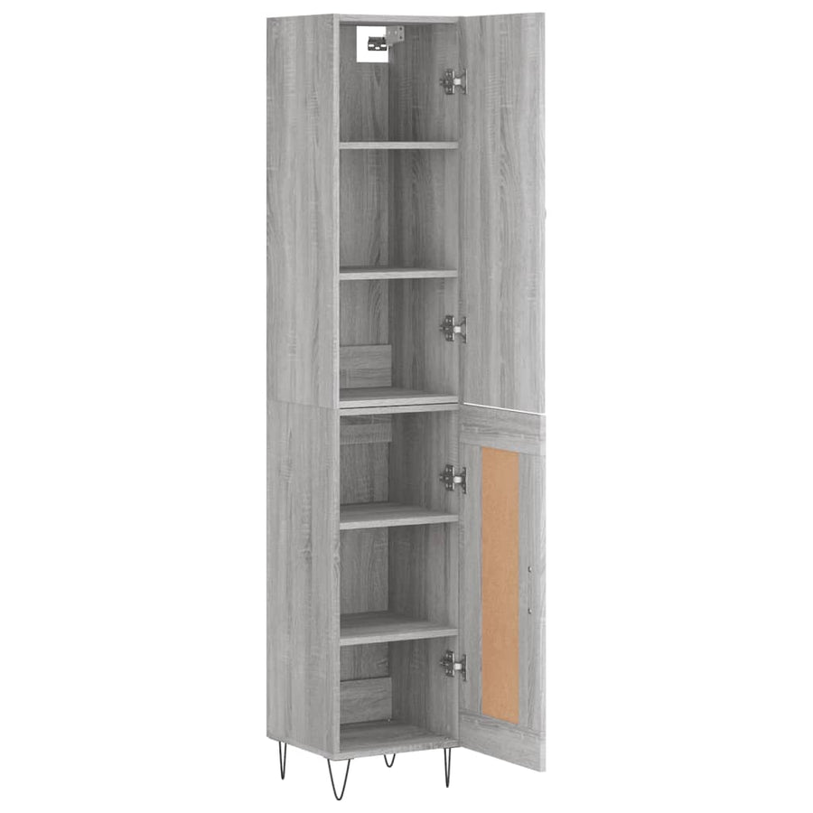 Hoge Kast 34,5X34X180 Cm Bewerkt Hout Grijs Sonoma Eikenkleurig