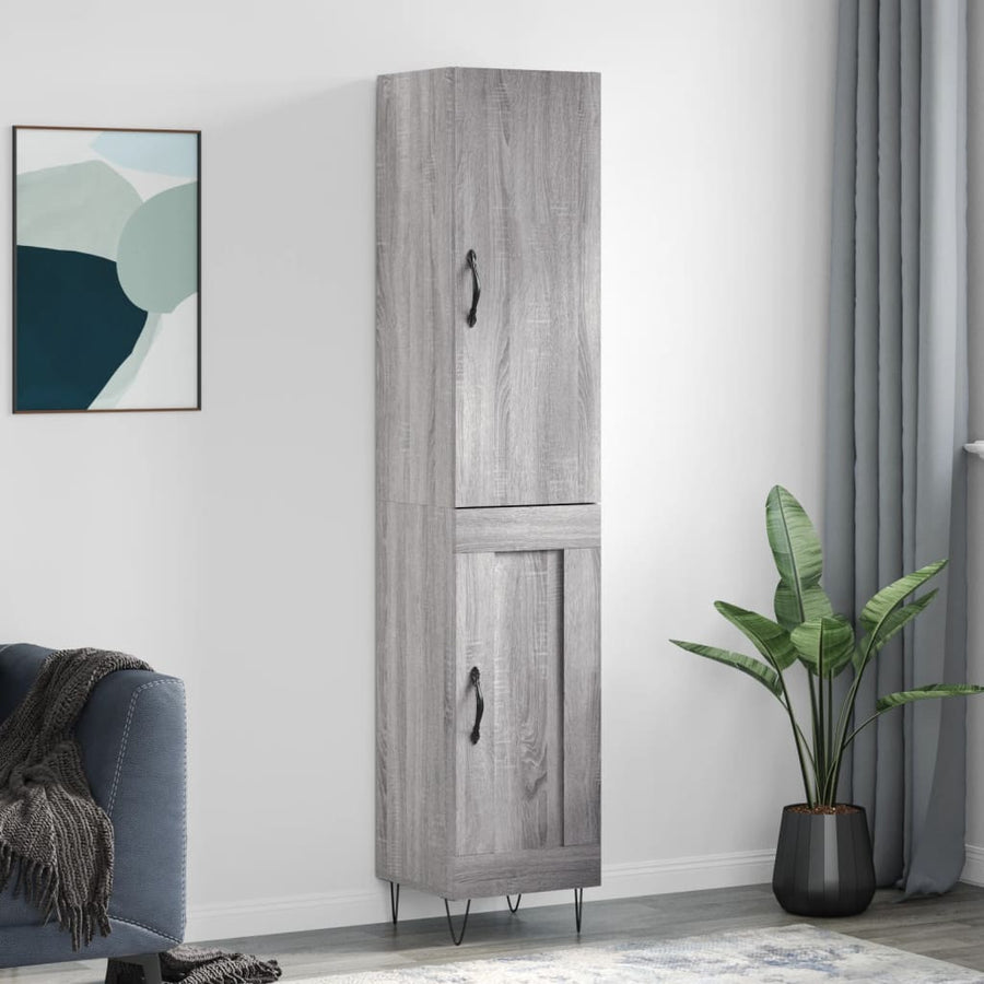 Hoge Kast 34,5X34X180 Cm Bewerkt Hout Grijs Sonoma Eikenkleurig