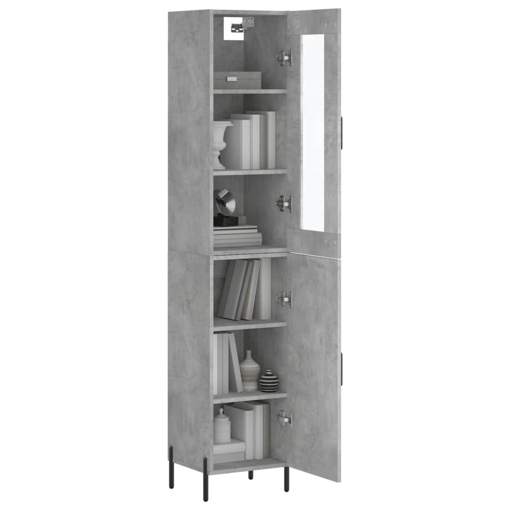 Hoge Kast 34,5X34X180 Cm Bewerkt Hout Betongrijs