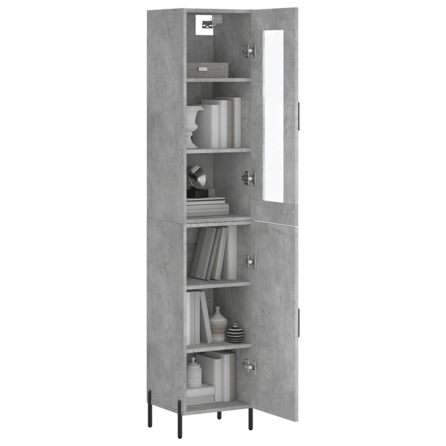 Hoge Kast 34,5X34X180 Cm Bewerkt Hout Betongrijs
