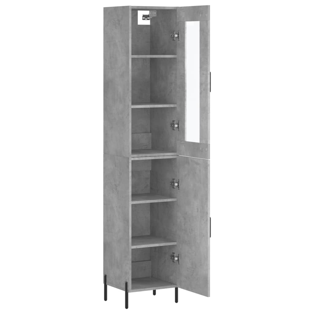 Hoge Kast 34,5X34X180 Cm Bewerkt Hout Betongrijs