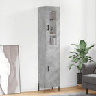 Hoge kast 34,5x34x180 cm bewerkt hout betongrijs