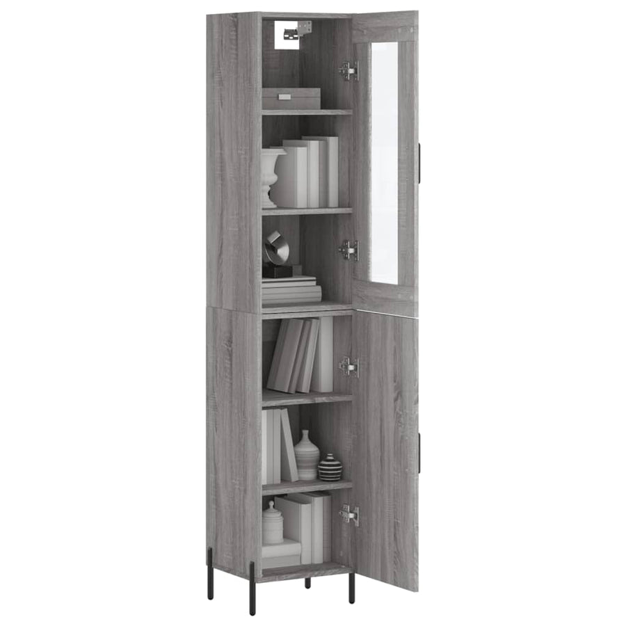 Hoge Kast 34,5X34X180 Cm Bewerkt Hout Grijs Sonoma Eikenkleurig