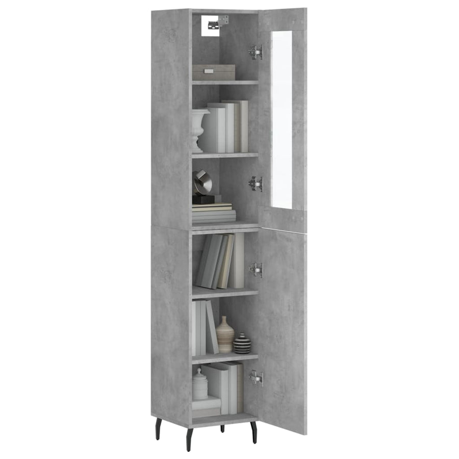 Hoge Kast 34,5X34X180 Cm Bewerkt Hout Betongrijs