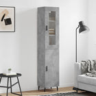 Hoge kast 34,5x34x180 cm bewerkt hout betongrijs