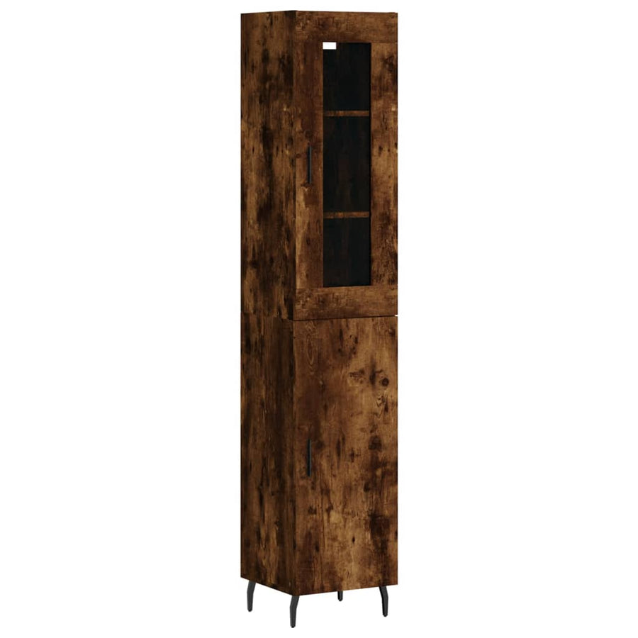 Hoge Kast 34,5X34X180 Cm Bewerkt Hout Kleurig Gerookt eiken