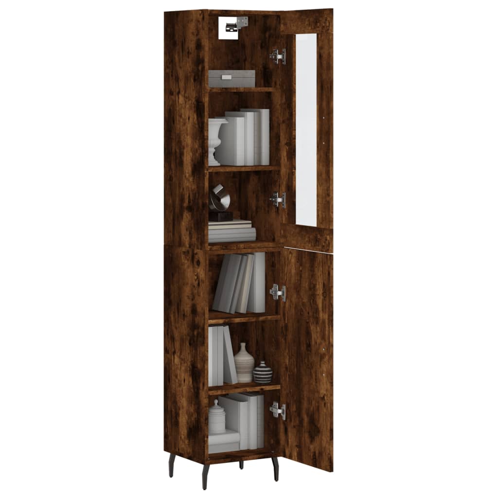 Hoge Kast 34,5X34X180 Cm Bewerkt Hout Kleurig Gerookt eiken
