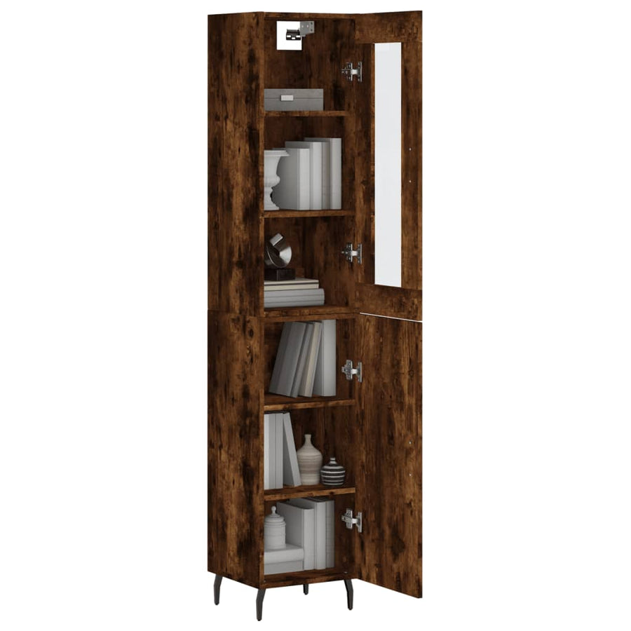 Hoge Kast 34,5X34X180 Cm Bewerkt Hout Kleurig Gerookt eiken