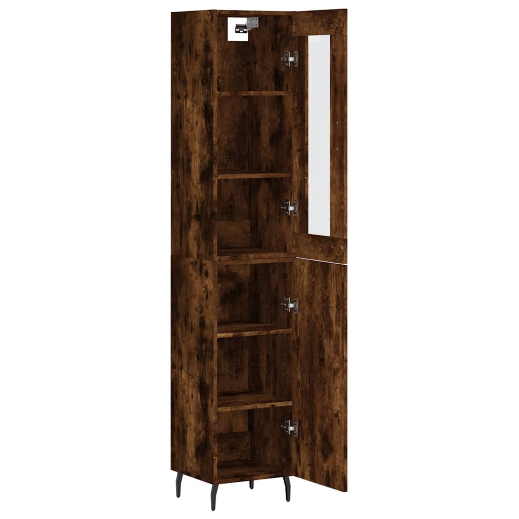 Hoge Kast 34,5X34X180 Cm Bewerkt Hout Kleurig Gerookt eiken