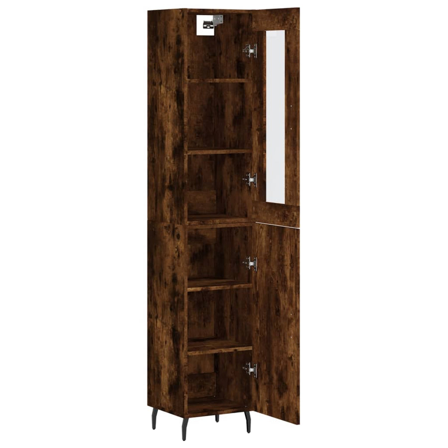 Hoge Kast 34,5X34X180 Cm Bewerkt Hout Kleurig Gerookt eiken
