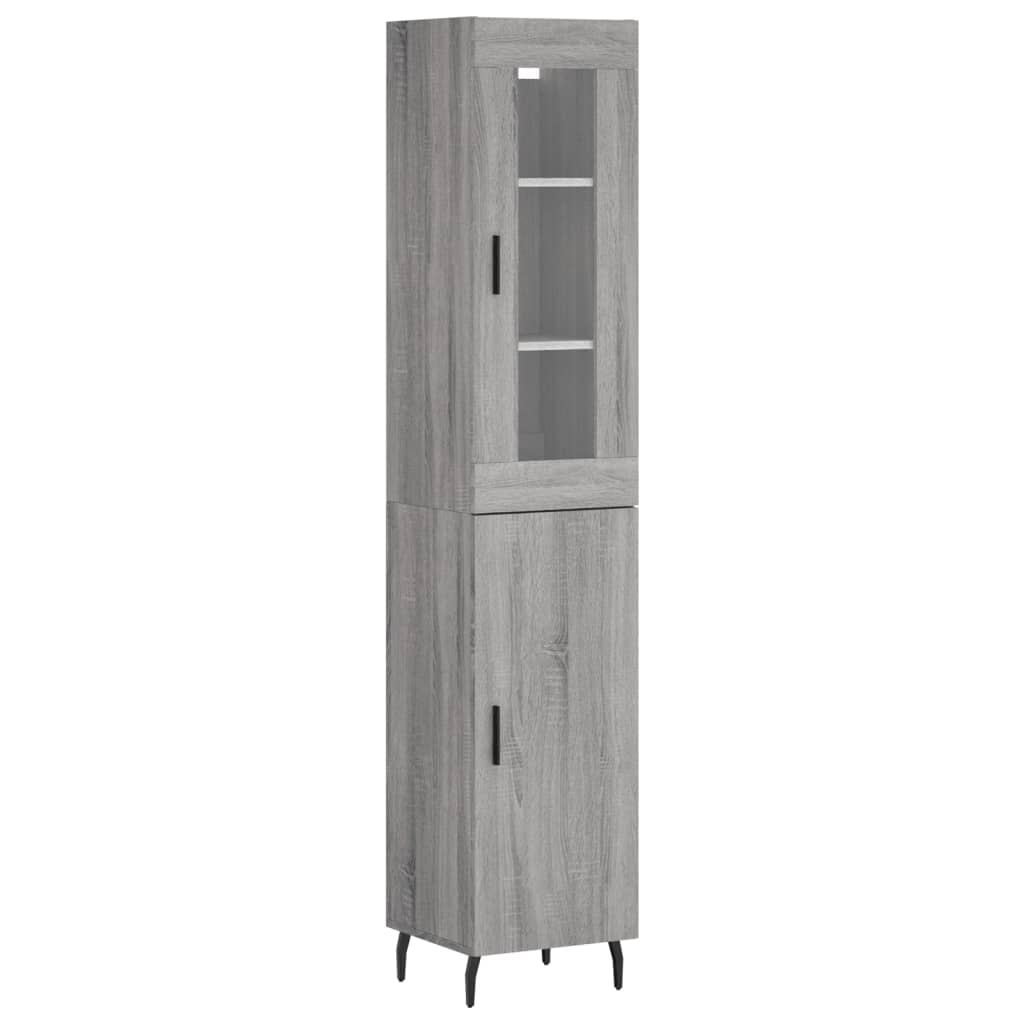 Hoge Kast 34,5X34X180 Cm Bewerkt Hout Grijs Sonoma Eikenkleurig