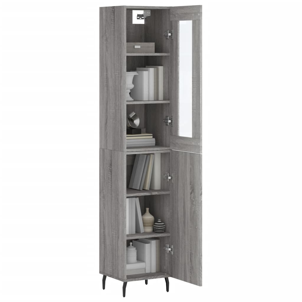 Hoge Kast 34,5X34X180 Cm Bewerkt Hout Grijs Sonoma Eikenkleurig