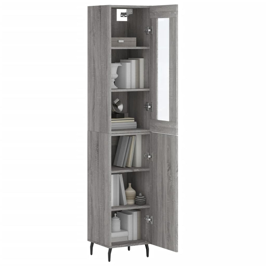 Hoge Kast 34,5X34X180 Cm Bewerkt Hout Grijs Sonoma Eikenkleurig