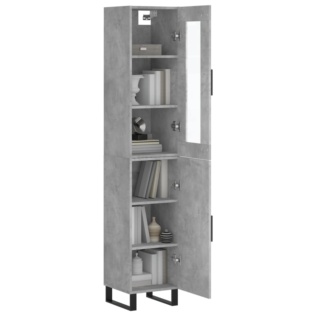 Hoge Kast 34,5X34X180 Cm Bewerkt Hout Betongrijs
